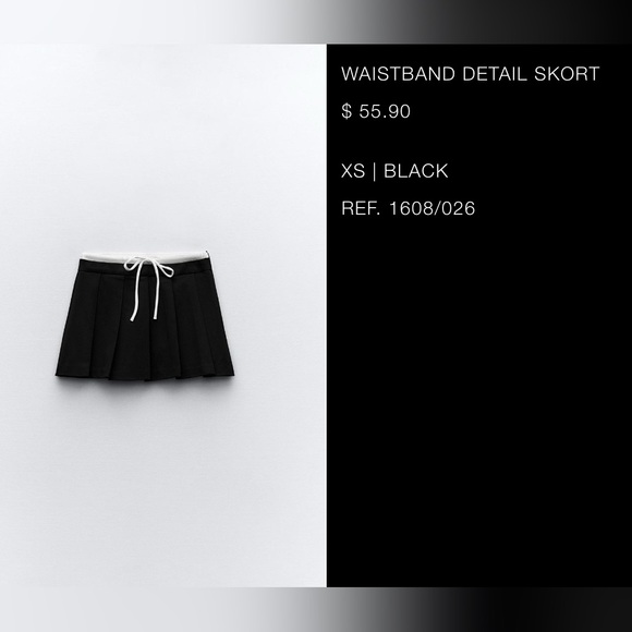 zara contrast waistband skort xs - Picture 3 of 3